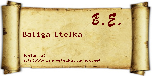 Baliga Etelka névjegykártya